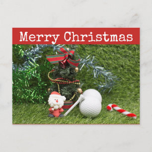 god jul till golfer med jultomten och jul vykort