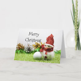 God jul till golfer med snögubbe & golf boll helgkort