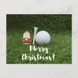 God jul till golfspelare med golfboll och tomte vykort