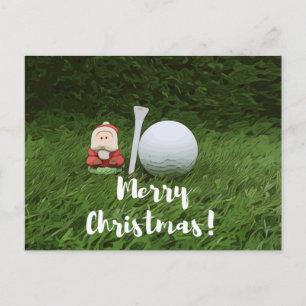 God jul till golfspelare med golfboll och tomte vykort