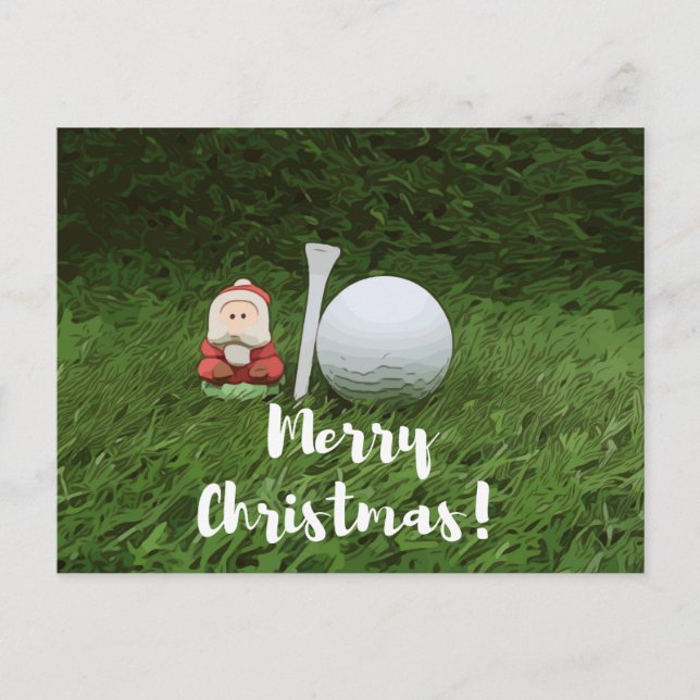 God jul till golfspelare med golfboll och tomte vykort (Framsida)