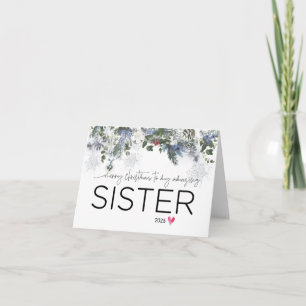 God jul till min syster Cute Syskon Julafton-bil Kort