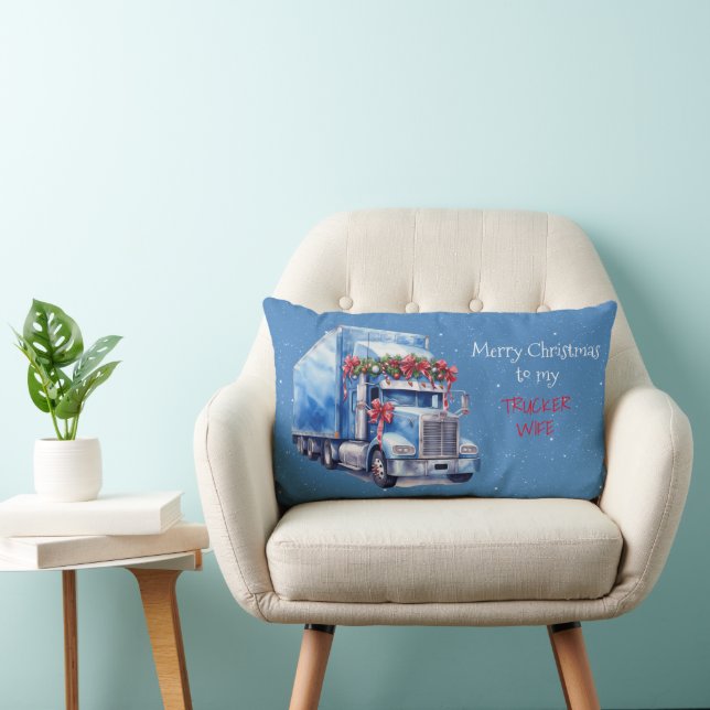 God jul till min TRUCKER WIFE Lumbarkudde (Stol)