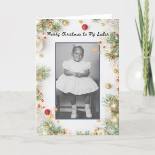 God jul till mitt foto för Vintagen Syster Helgkort