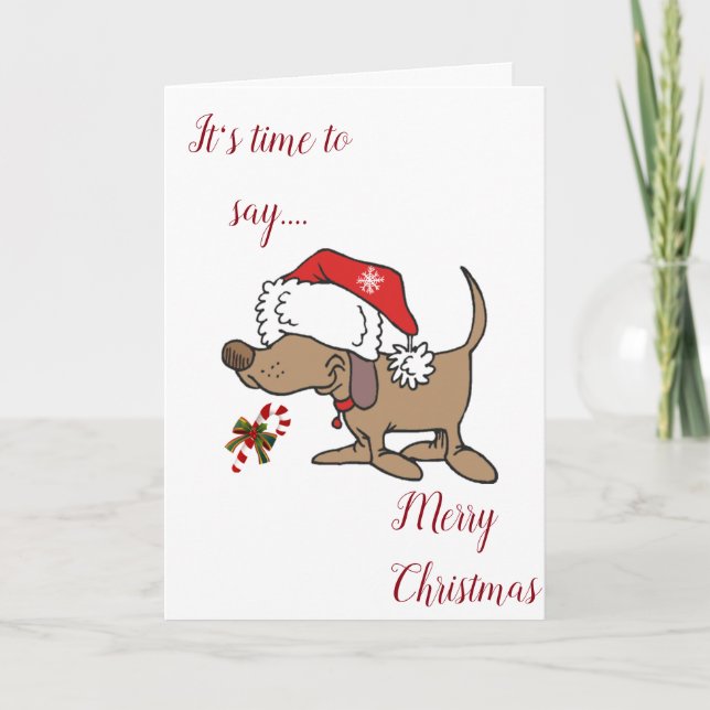 GOD JUL till MY ****TEACHER*** (SANTA HUND) Helgkort (Framsida)