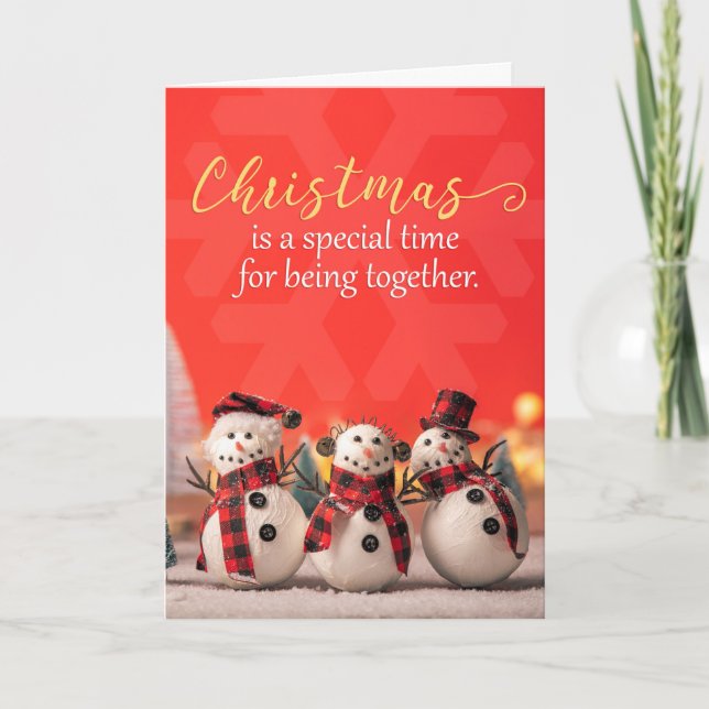 God Jul Till Några Snygga Snögubbar Foto Helgkort (Framsida)