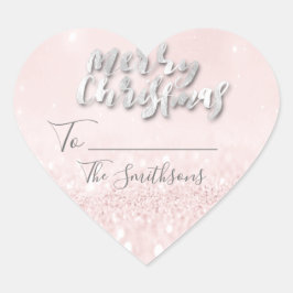 God jul till Namn Konfetti Rosa Heart Guld Hjärtformat Klistermärke