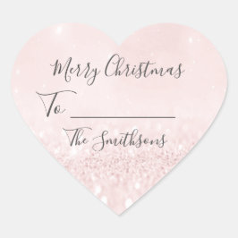 God jul till Namn Rosa Heart Pastel Hjärtformat Klistermärke