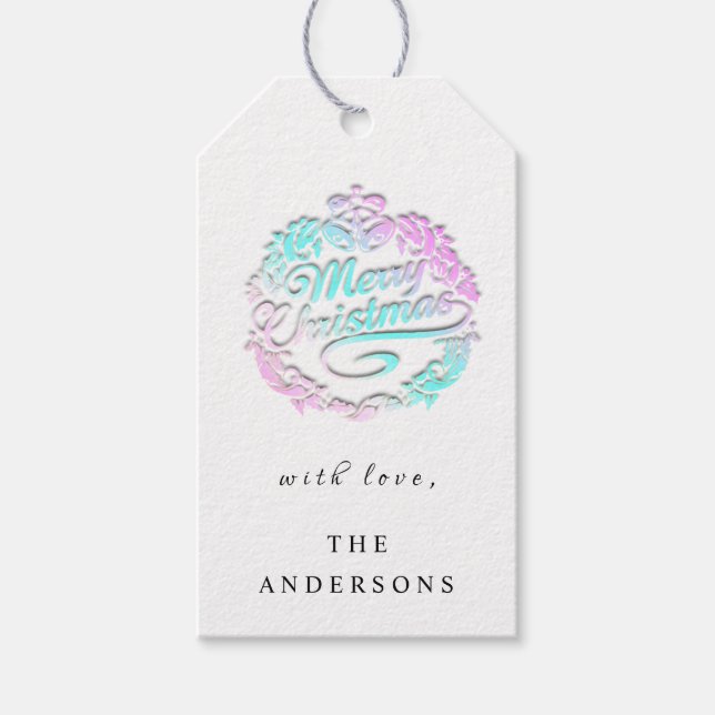 God jul till Namn Royal av utandningsluft Klockor  Presentetikett (Framsidan)