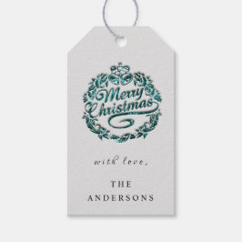 God jul till Namn utandningsluft Klockor Grått Presentetikett