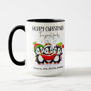 God Jul till speciell familj söta pingviner Mugg