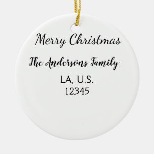 God jul tillägg familjen namn adress namn text julgransprydnad keramik