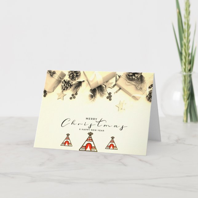 God jul Tipi Sepia-gratulationskort Helgkort (Framsida)
