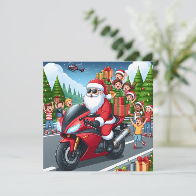 God jul Tomt motorcykelkort Julkort (Stående Fram)