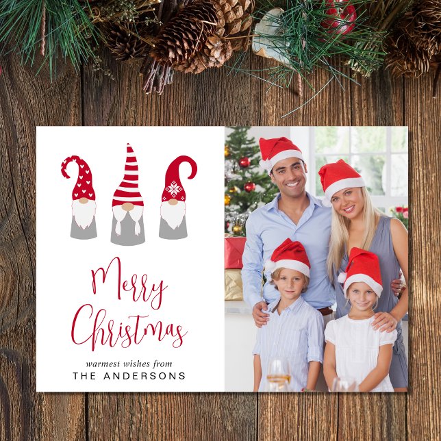 God Jul Tomtar Foto Julkort (Share the love and warmth of the season with your personalized photo Christmas card)