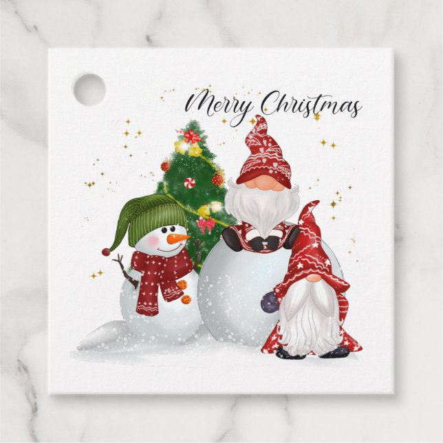 God Jul Tomtar Snögubbar Presentkort Gåvor Etiketter (Framsida)