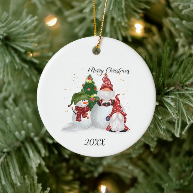God Jul Tomtar Snöman Julgransprydnad Keramik (Träd)