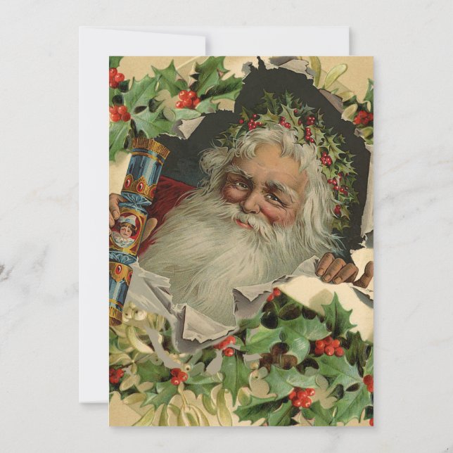 God Jul Tomte Antik klassiker Inbjudningar (Baksida)