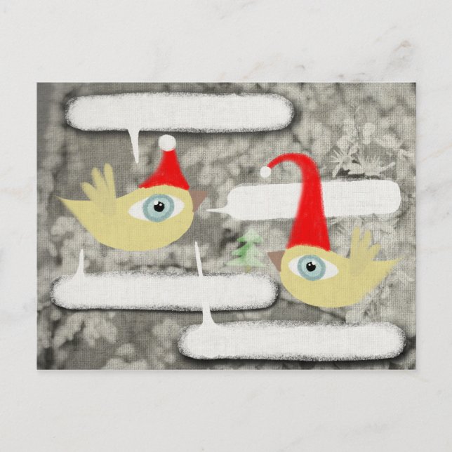 God jul Tomte december fågel postkort Helg Vykort (Framsida)