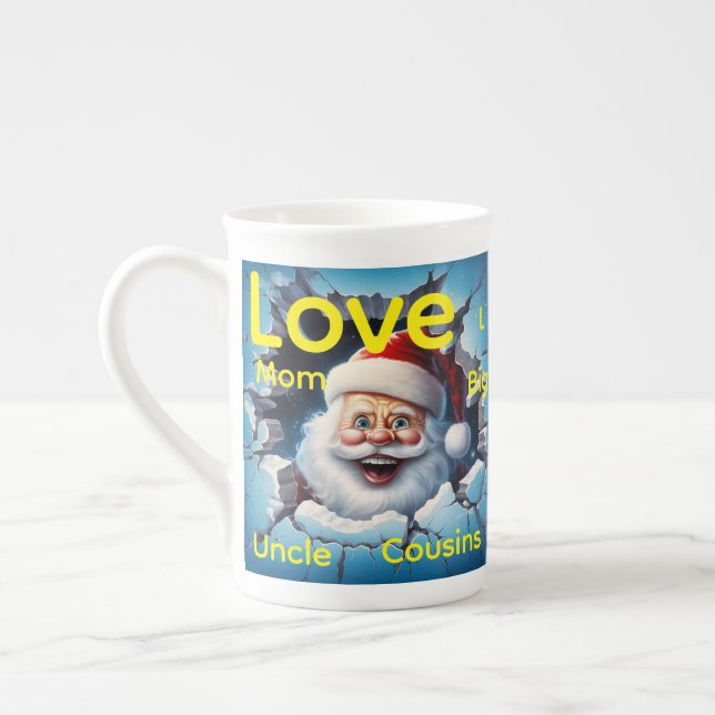 God Jul Tomte Familj Kärlek Vänner  Benporslin Mugg (Vänster)