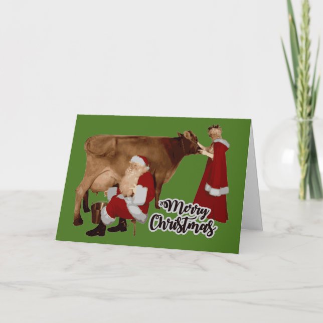 god jul tomte fru claus ko inbjudan (Framsida)