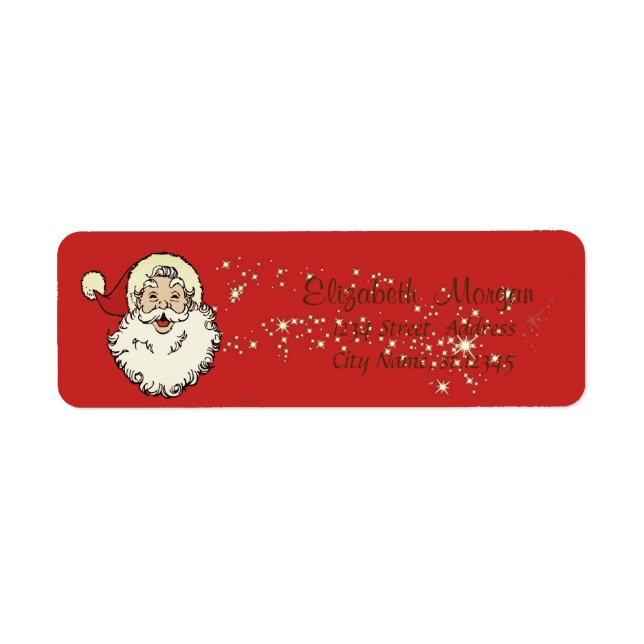 God Jul,Tomte,Glitter Returadress Etikett (Framsidan)