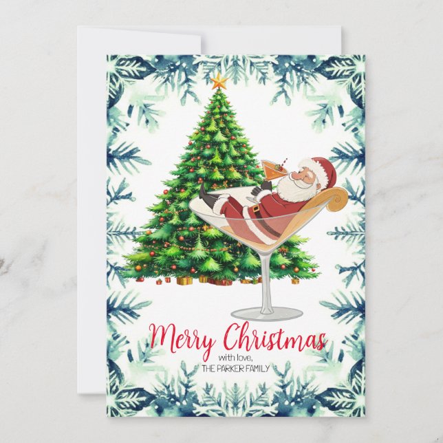 God Jul Tomte i Martiniglas Julkort (Framsida)