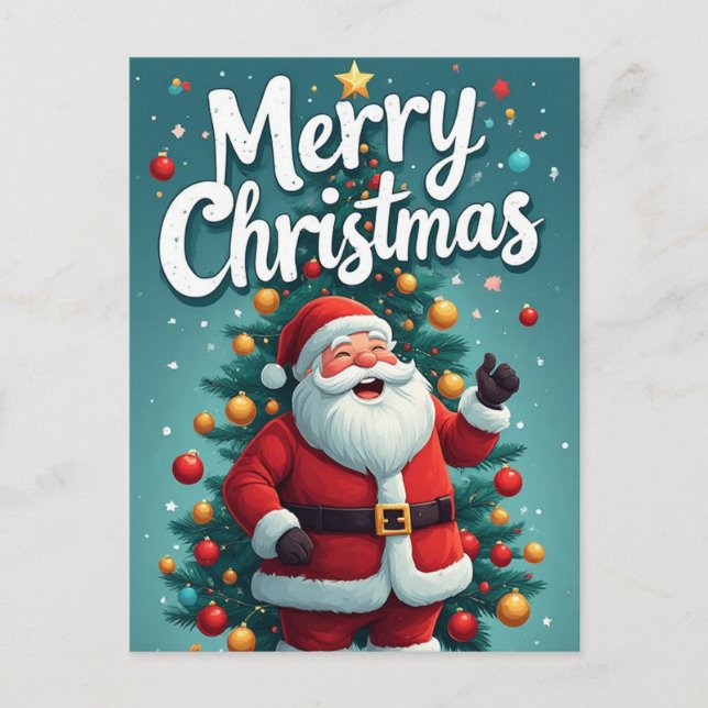 God Jul Tomte Julfirande Vykort (Framsida)