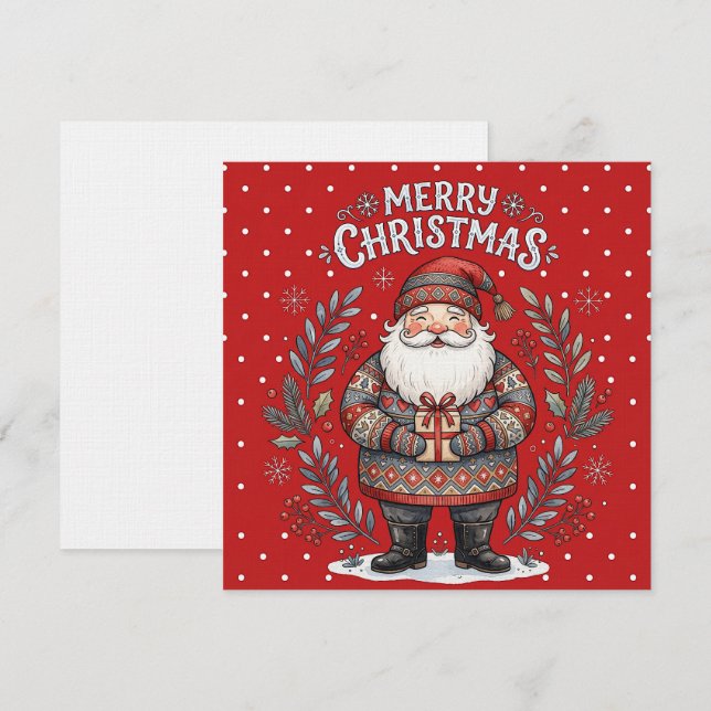 God jul Tomte Julkort (Fram/baksida)