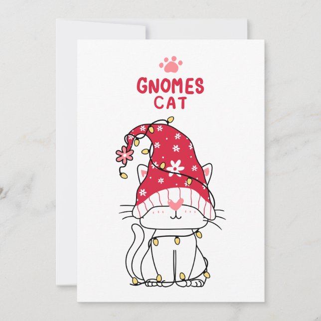 God Jul Tomte Katt Julkort (Framsida)