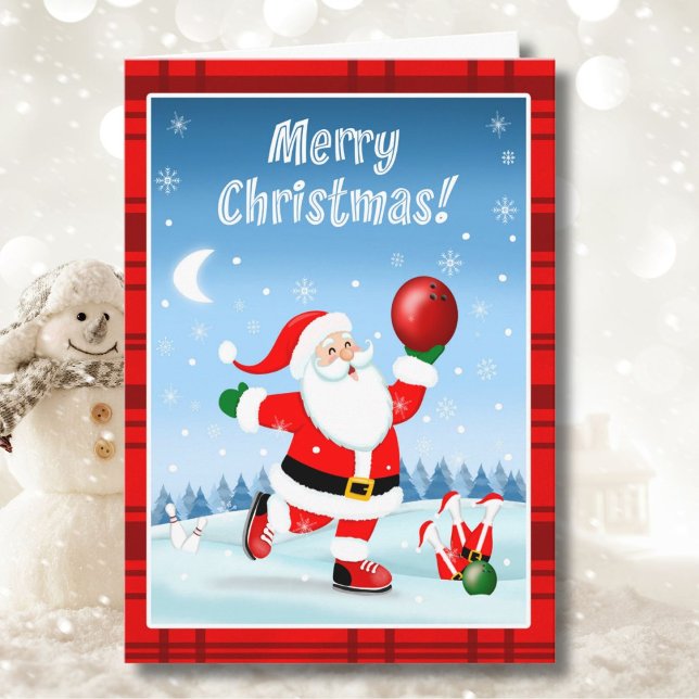 God Jul Tomte Lyckligt Bowling Kort (Skapare uppladdad)