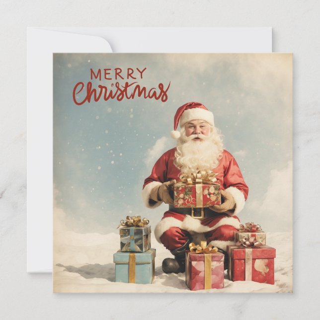 God Jul Tomte med presenter Julkort (Framsida)
