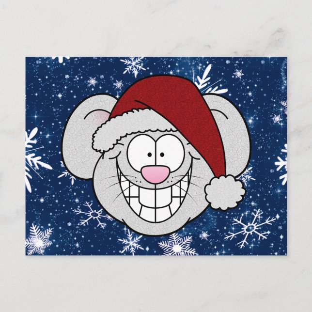 God Jul Tomte Mus Screwball Grafik Vykort (Framsida)
