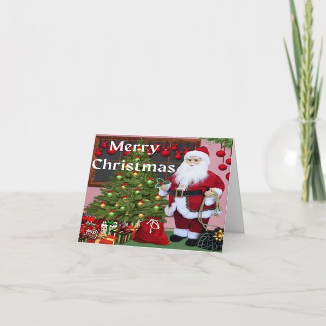 God Jul Tomte Och Julgran      Helgkort (Framsida)