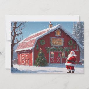 God Jul - Tomte och Röd Ladugård Julkort