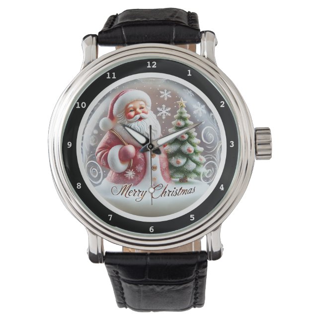 God Jul Tomte och Snöflingor  Armbandsur (Framsida)