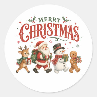 God Jul Tomte och Vänner Runt Klistermärke