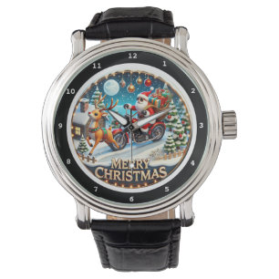 God Jul Tomte på Motorcykel Armbandsur