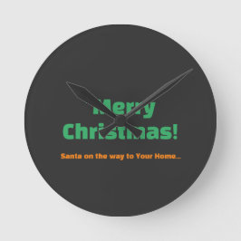 God Jul Tomte på väg till ditt hem Text Rund Klocka