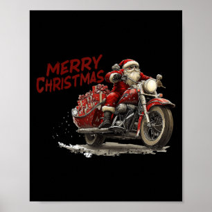 God Jul Tomte Ridning På En Gammal Motorcykel Poster