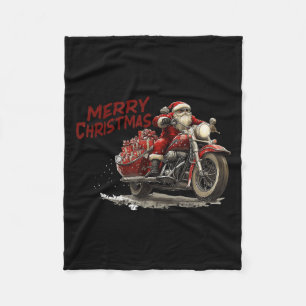God Jul Tomte Ridning På En Veteran Motorcykel Fleecefilt