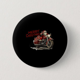 God Jul Tomte Ridning På En Veteran Motorcykel Knapp