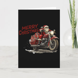 God Jul Tomte Ridning På En Veteran Motorcykel Kort