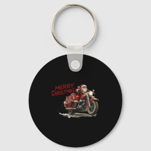 God Jul Tomte Ridning På En Veteran Motorcykel Nyckelring