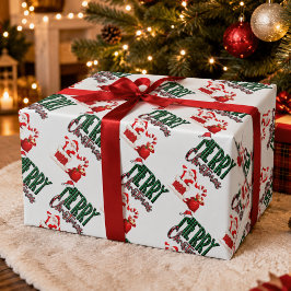 God Jul Tomte Rutmönster Matt Presentpapper