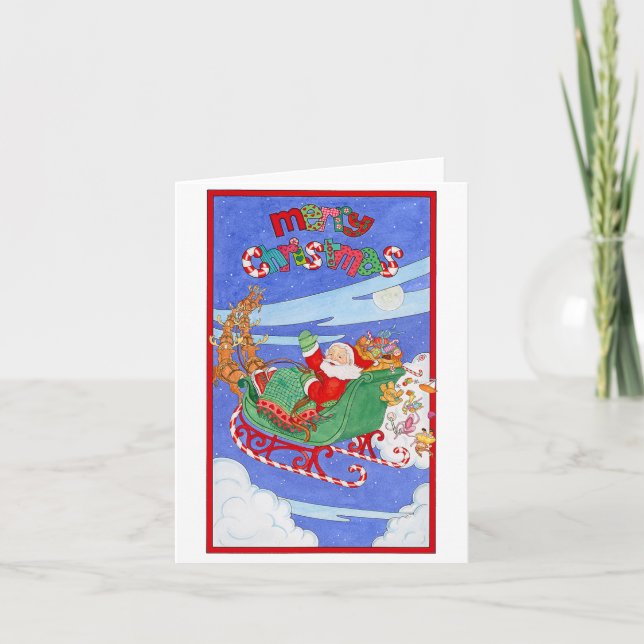 God Jul Tomte Släd Kort (Framsida)