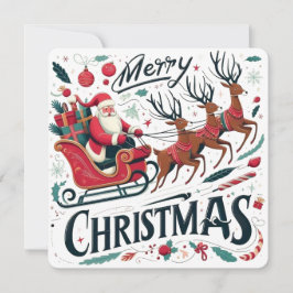 God Jul Tomte Släd & Renar Festiv Inbjudningar