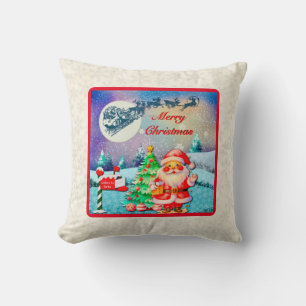 God Jul Tomte, Släd, Renar, Snöflinga Kudde
