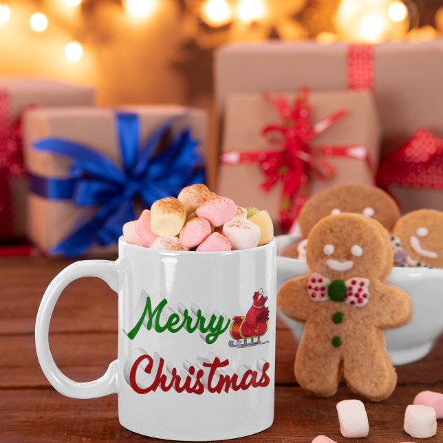 God jul Tomte släde halv manus Kaffemugg (Skapare uppladdad)