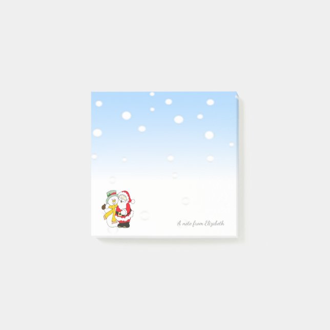 God Jul, Tomte, Snöman -Personlig Post-it Block (Framsida)